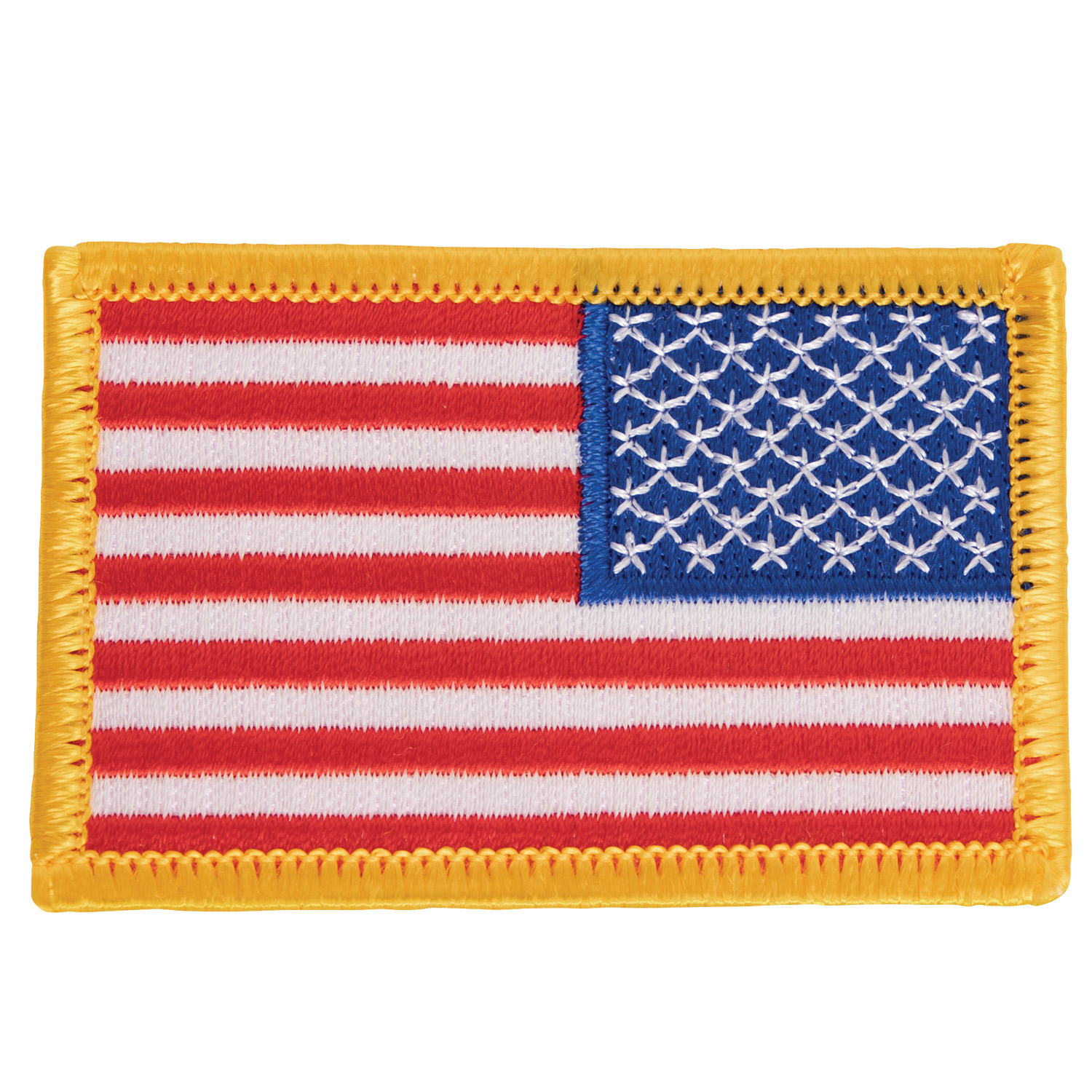 Rothco Iron On - Sew On Embroidered Us Flag Patch With Yellow Border, Orientation Reverse - Rothco