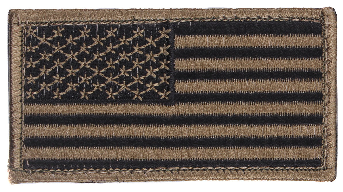 Rothco Rothco American Flag Patch - Hook Back, Black - Khaki, Orientation Normal