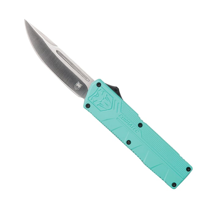 Cobra TEC Knives LLC Lightweight OTF Knife Drop Point, Teal - Cobratec Knives Llc