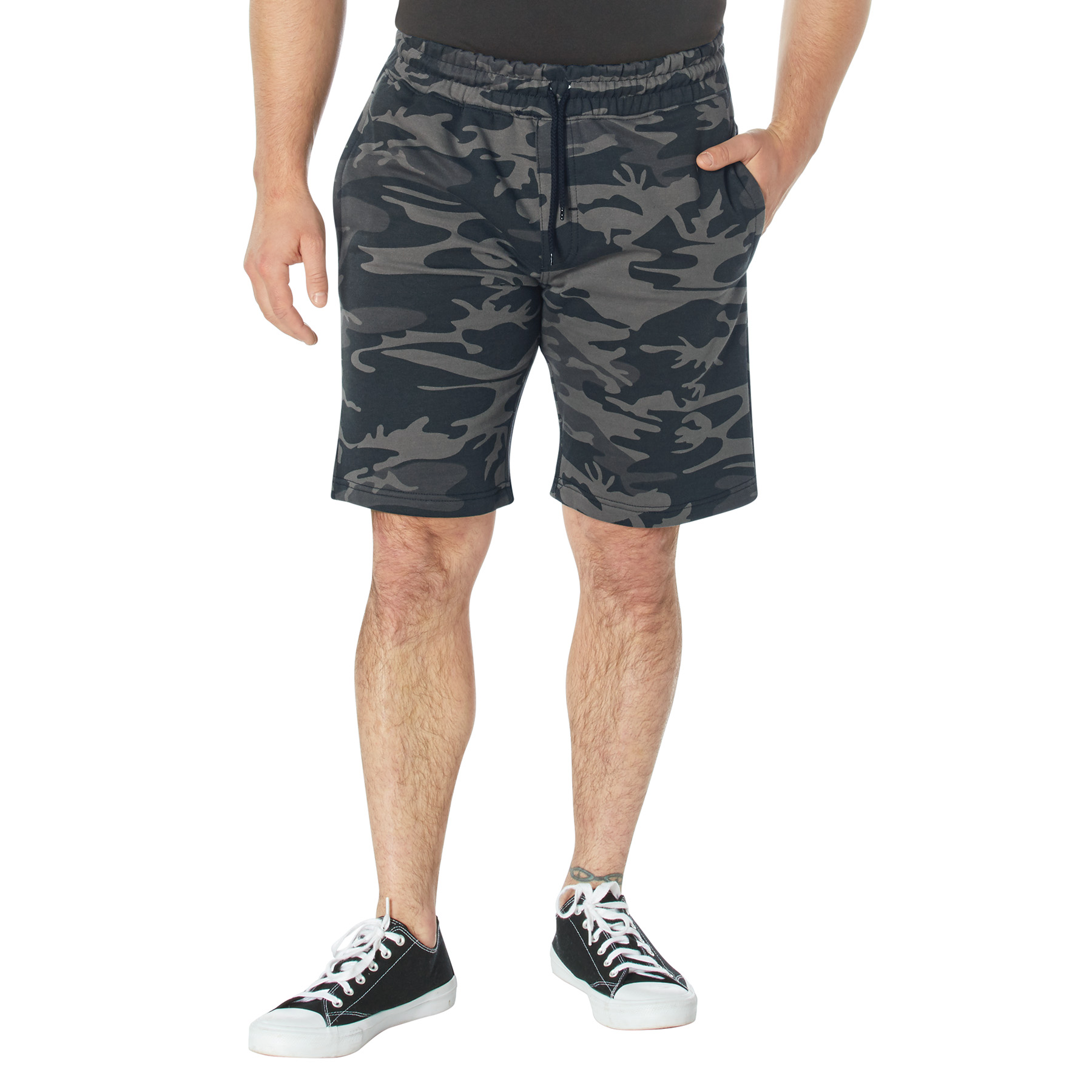 Rothco Rothco Camo And Solid Color Sweatshorts - Black Camo, Small