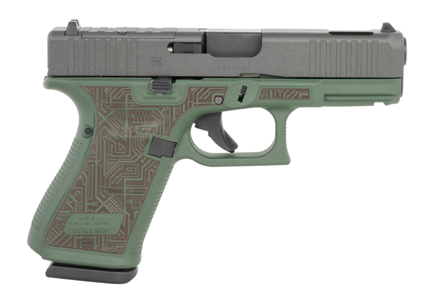 Glock G19 Gen5 MOS 4.02" 15rd Black/Green Cerakote Ported Pistol - UA195S204NCIRB - Glock
