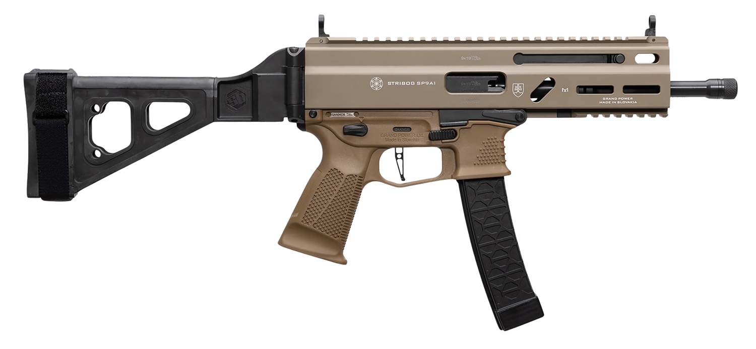 Grand Power SP9A1 8" 9mm Pistol w/ Brace, FDE - Grand Power