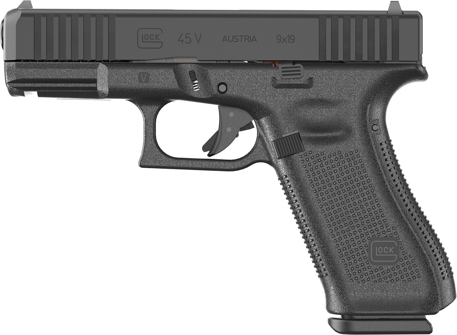 Glock 45 V 4.02" 9mm (3)17rd Pistol w/ FS, Black - PV4550203 - Glock