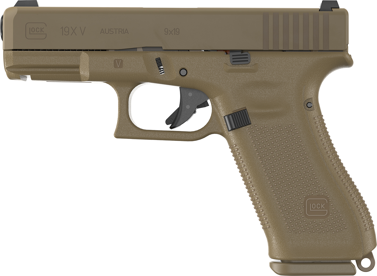 Glock 19X V 4.02" 9mm 4.02 GNS (3)10rd Pistol, FDE - UV1950701X - Glock