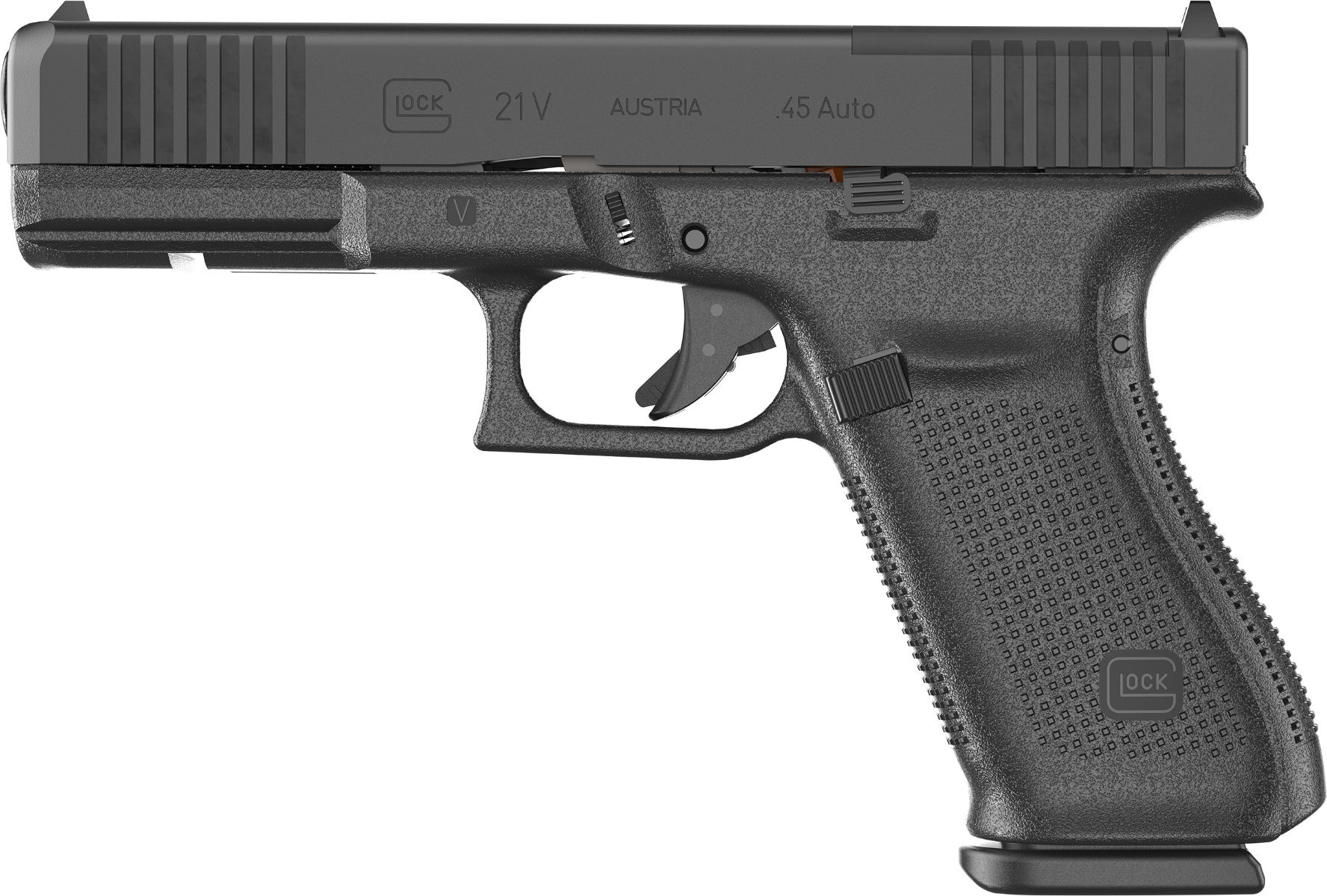 Glock 21 V MOS 4.61" .45 ACP OR FS Rail (3)13rd Pistol, Black - UV2150203MOS - Glock