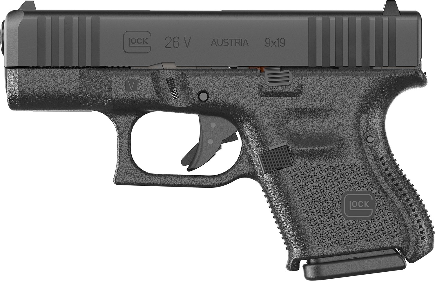 Glock 26 V 3.46" 9mm (3)10rd Pistol w/ FS, Black - UV2650201 - Glock