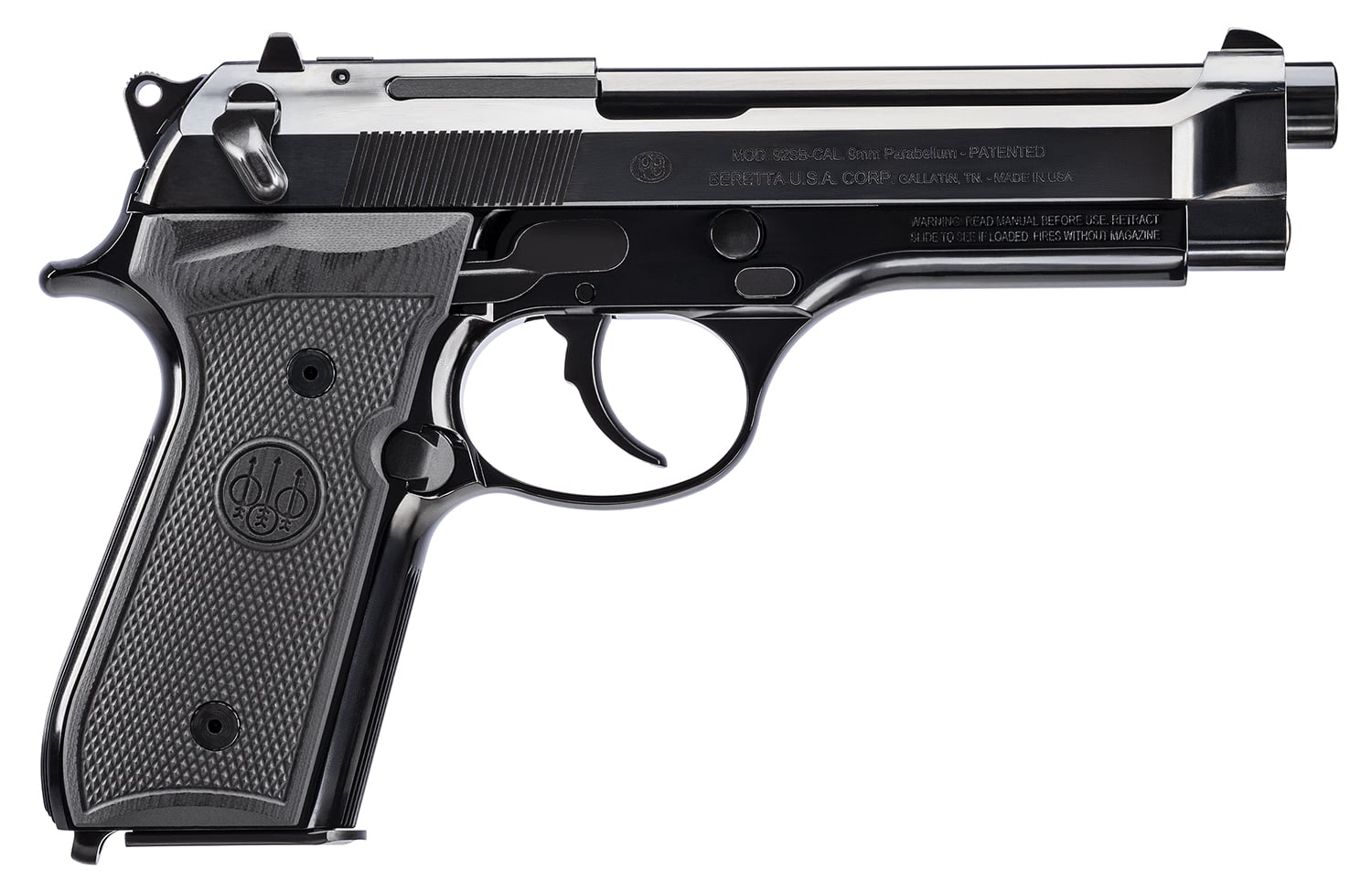Beretta 92SB Repro 50th Anniversary 4.90" 9mm (2)15rd Pistol w/ G10 Grip and Engraved Slide, Blued/Black - J92SB15 - Beretta