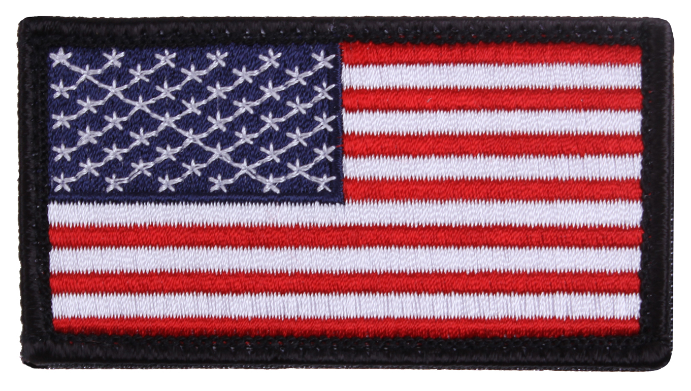 Rothco American Flag Patch - Hook Back, Red White Blue With Black Border, Orientation Normal - Rothco