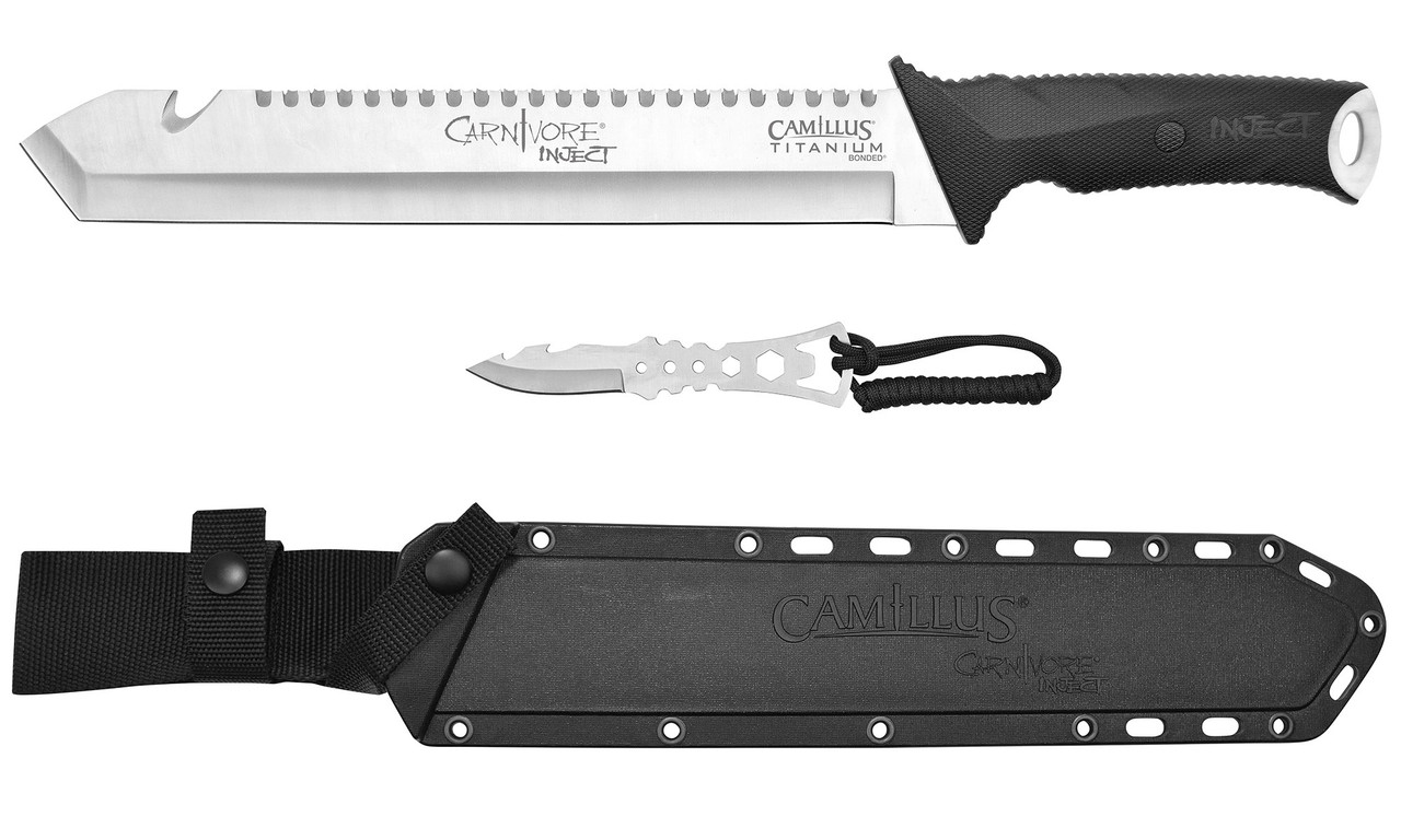 Camillus Carnivore Inject Machete w/ Trimming Knife, Black - CAM-19818 - Camillus