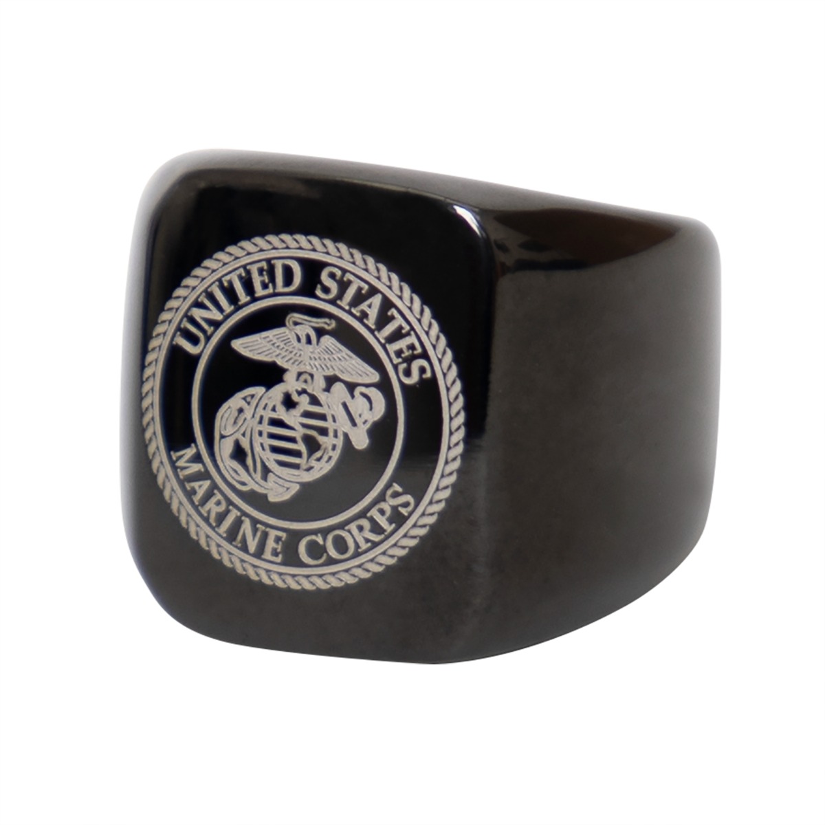 Rothco Rothco Stainless Steel Usmc Eagle, Globe And Anchor Ring - Black, Ring Size 12