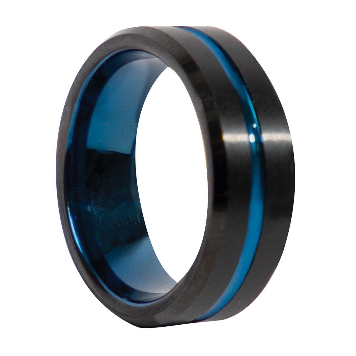 Rothco Rothco Tungsten Carbide Thin Blue Line Ring - Black, Ring Size 7