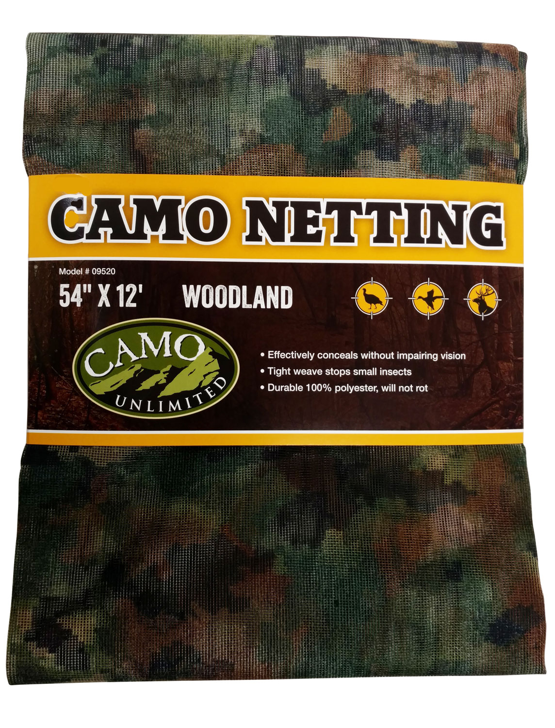 Camo Unlimited Ground/Tree Netting, 12' L x 54" W, Woodland - 9520 - Camo Unlimited