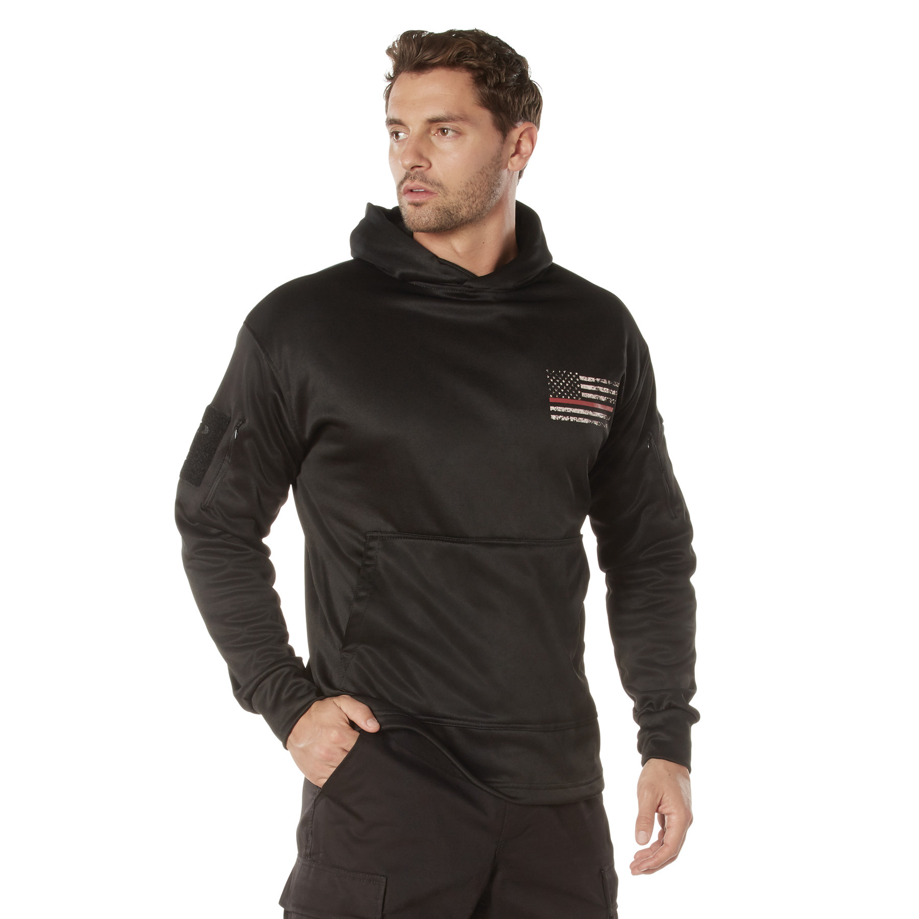 Rothco Rothco Concealed Carry Thin Red Line Hoodie - Black, Medium