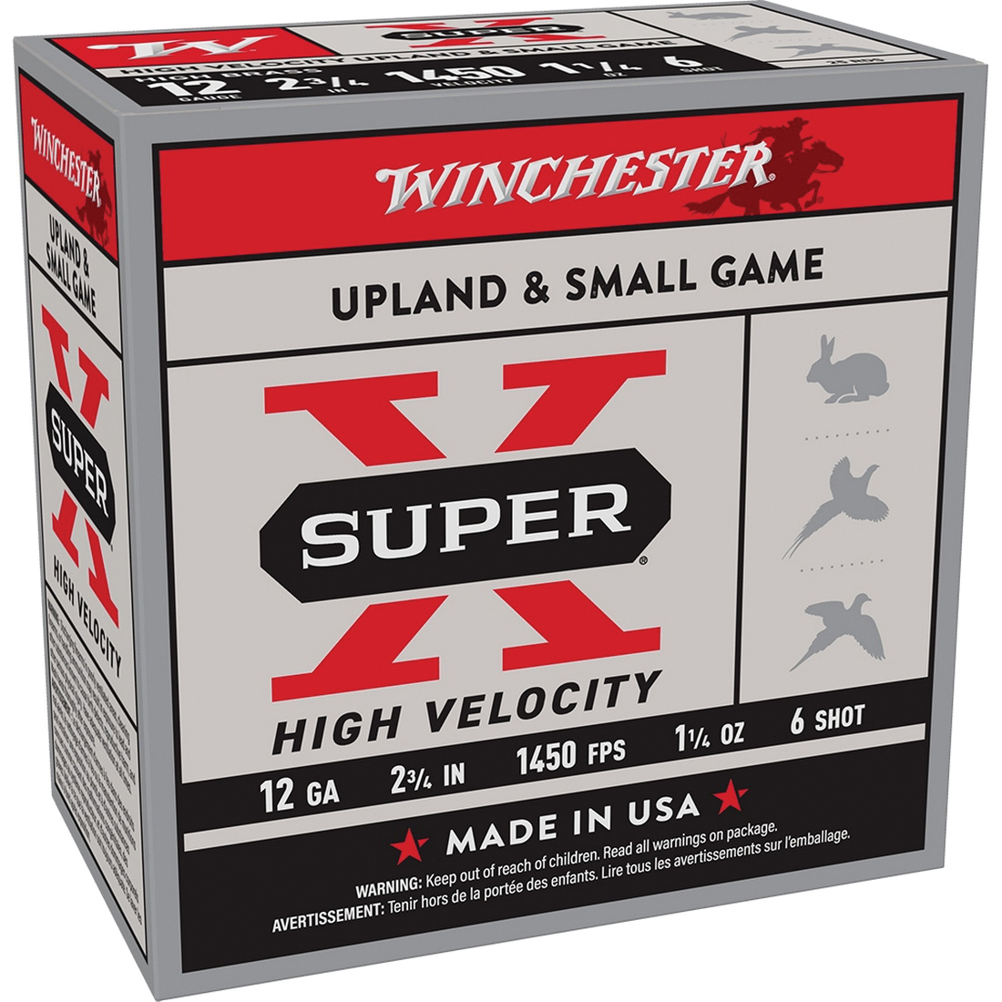 Winchester Super-X 12 Gauge 2-3/4" #6 1-1/4 oz 25rds Shotshell - Versatile Load for Birds and Small Game - X12HV6