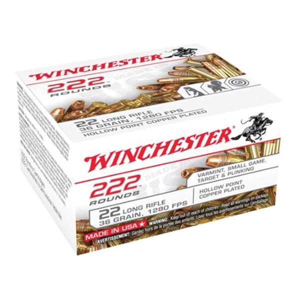 Winchester Ammunition .22LR 36 gr PHP 222rds Rimfire Ammo for Reliable Performance - 22LR222TA