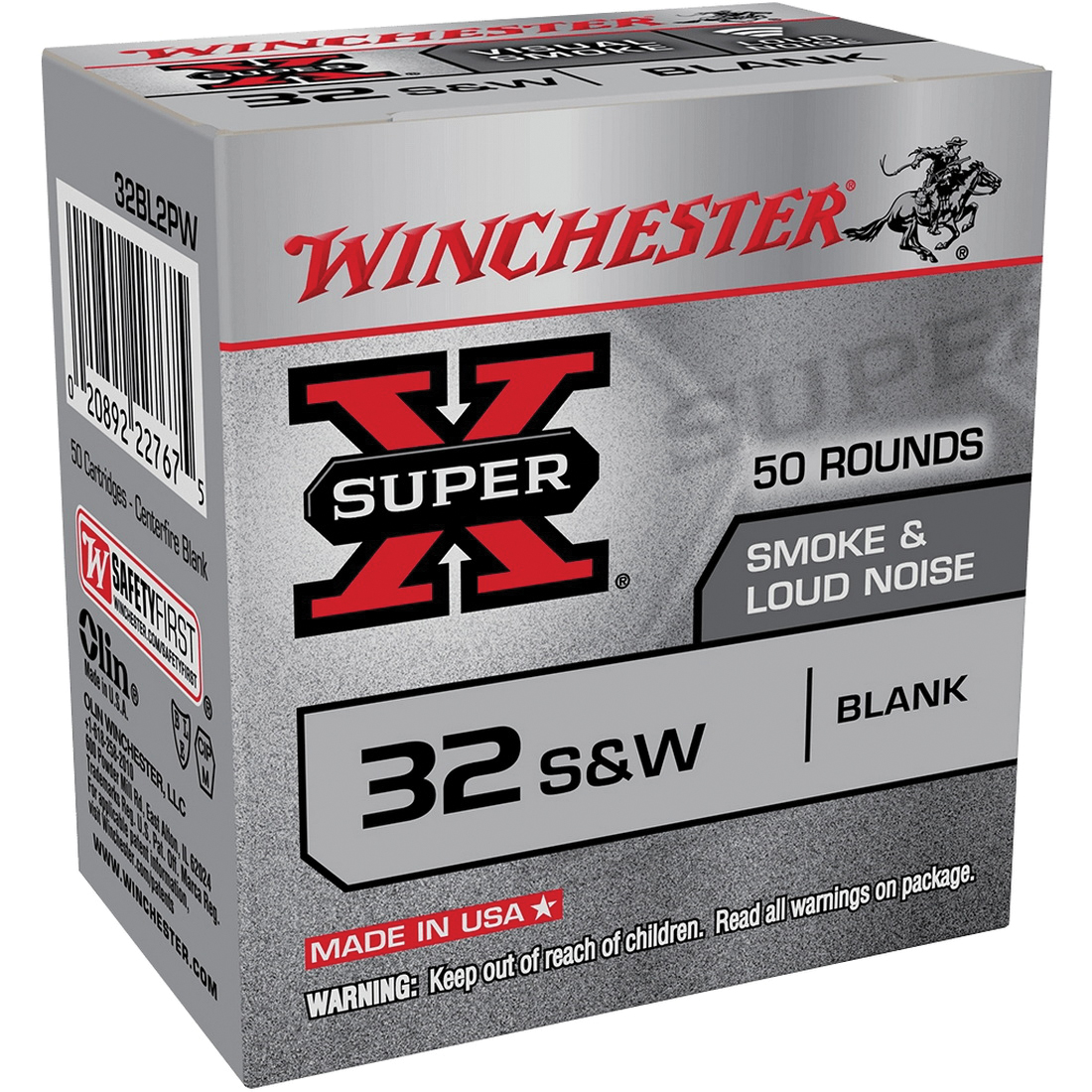 Winchester Ammunition Super-X .32 S&W 50rds Handgun Ammo for Reliable Shooting and Accuracy - 32BL2PW - Winchester