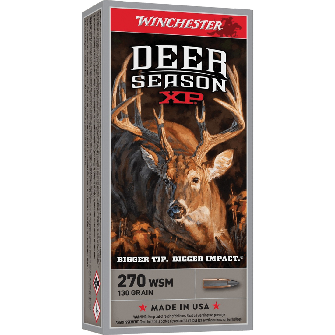 Winchester Ammunition Deer Season XP .270 WSM 130 gr Extreme Point 20rds Rifle Ammo for Effective Deer Hunting - X270SDSLF - Winchester
