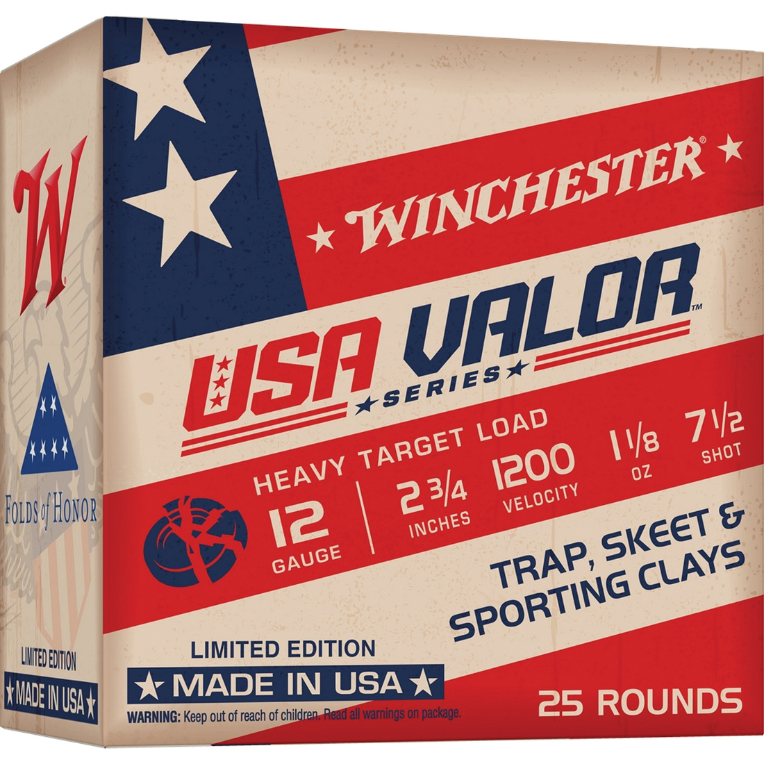 Winchester USA Valor 12 Gauge 2-3/4" #7.5 1-1/8 oz 25rds Shotshell - Precision Ammunition for Reliable Performance - USAV127 - Winchester