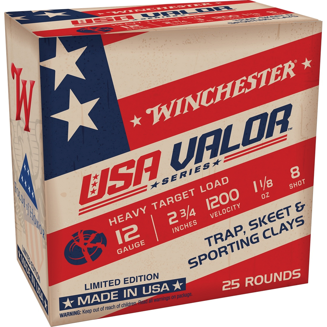 Winchester USA Valor 12 Gauge 2-3/4" #8 1-1/8 oz 25rds Shotshell - Superior Load for Game and Target Shooting - USAV128 - Winchester