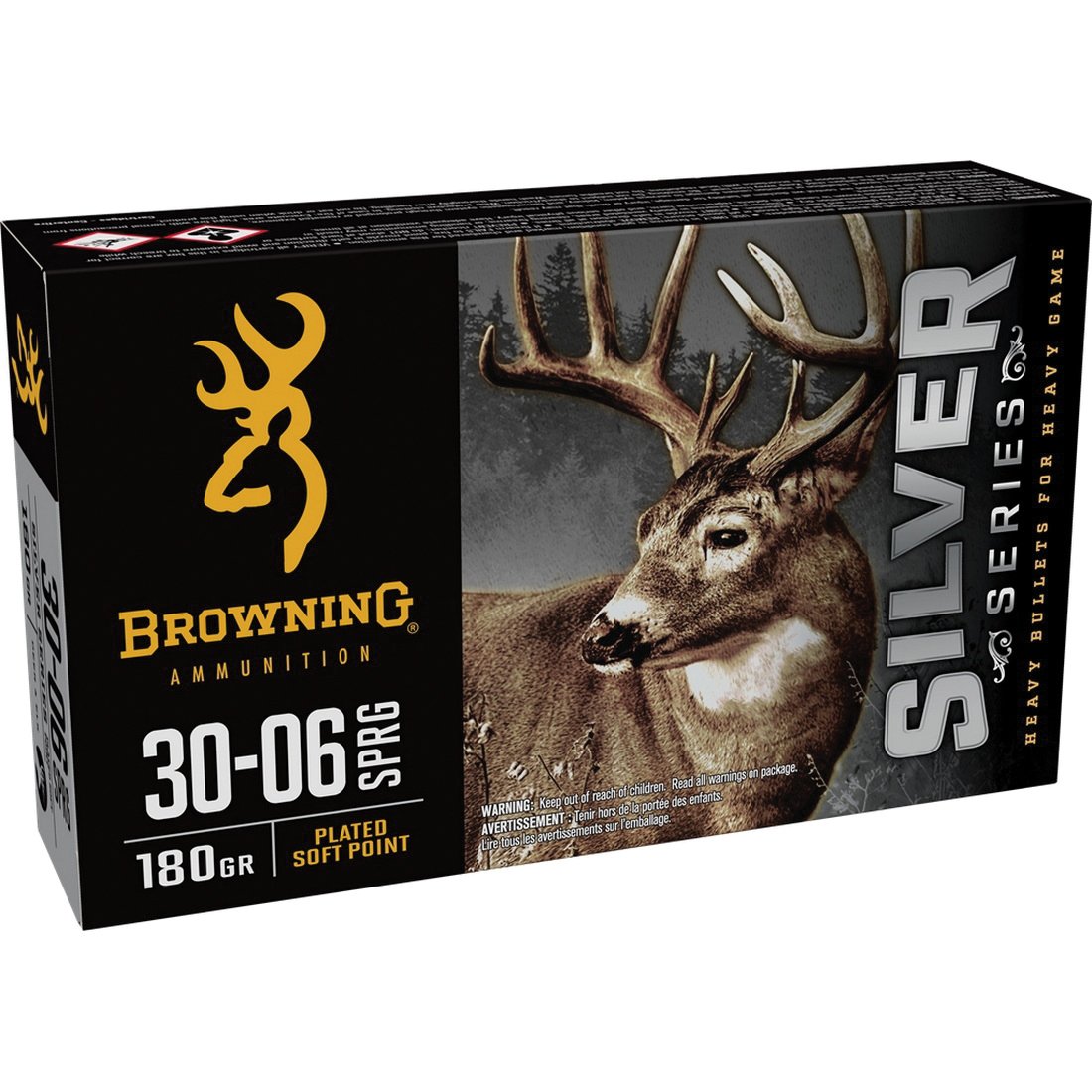 Browning Ammunition Silver .30-06 Springfield 180 gr PSP 20rds Rifle Ammo for Reliable Performance - B192630061 - Browning