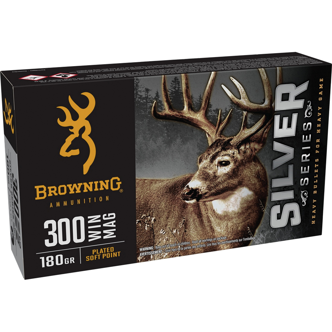 Browning Ammunition Silver .300 Win Mag 180 gr PSP 20rds Rifle Ammo for Powerful Performance - B192603001 - Browning