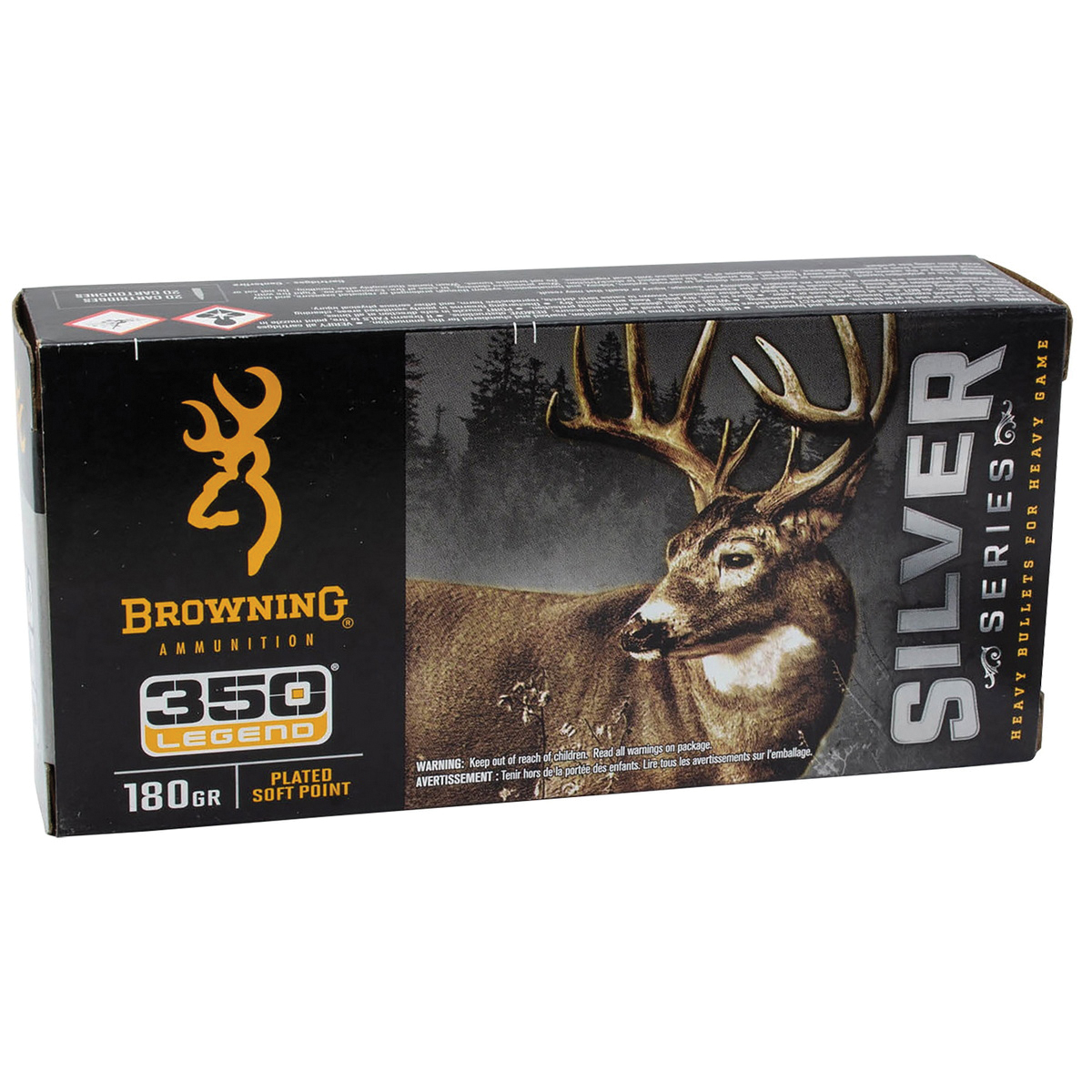 Browning Ammunition Silver .350 Legend 180 gr PSP 20rds Rifle Ammo for Reliable Performance - B192603501 - Browning