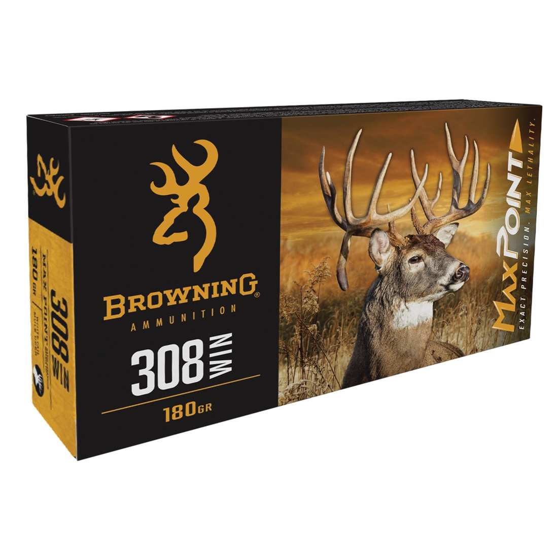 Browning Ammunition Max Point .308 Win 168 gr PT 20rds Rifle Ammo for Enhanced Accuracy and Impact - B192103082