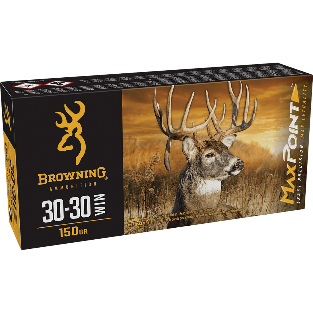 Browning Ammunition Max Point .30-30 Winchester 150 gr PT 20rds Rifle Ammo for Classic Performance - B192130302 - Browning