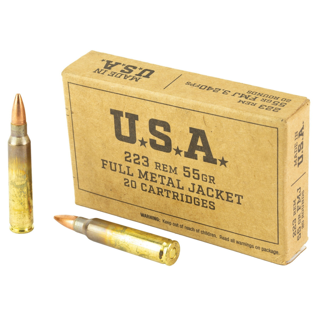 Winchester Ammunition USA .223 Remington 55 gr FMJ 20rds Rifle Ammo for Target Shooting and Training - SG223KW - Winchester