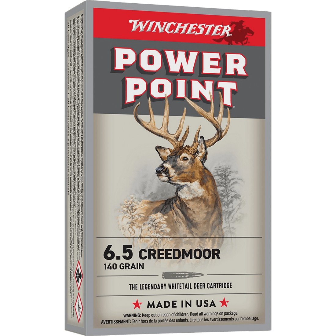 Winchester Ammunition 6.5 Creedmoor 140 gr Power-Point 20rds Rifle Ammo for High-Precision Performance - X652 - Winchester