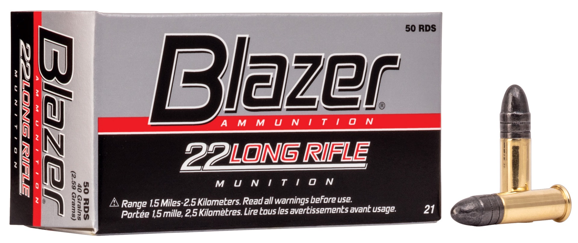 CCI Blazer .22 Long Rifle 40gr Solid Ammunition 500rds (10 Boxes of 50) - 0021 - Cci
