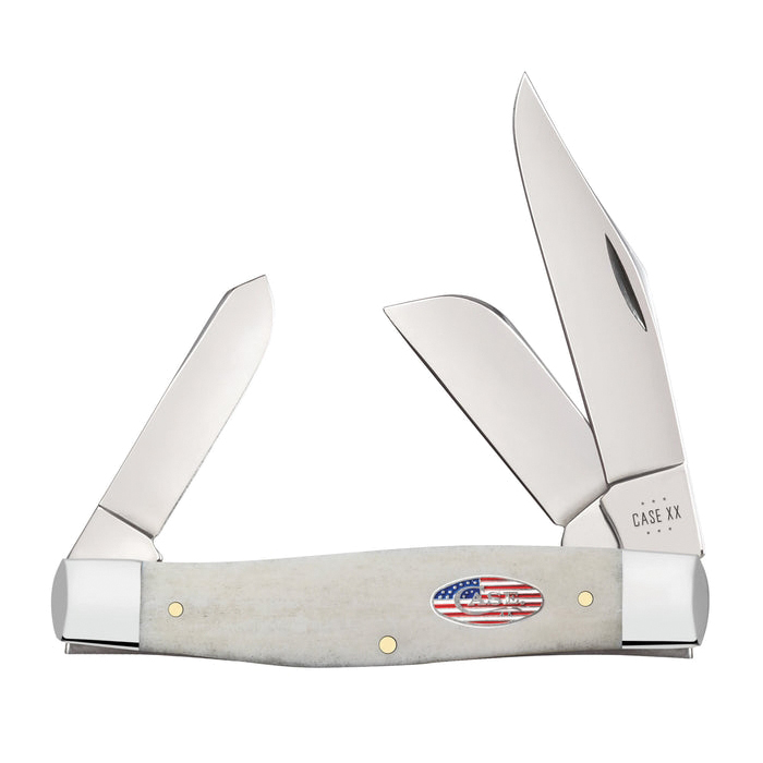 Case Large Stockman Folding Knife Clip Point/Sheepsfoot/Spey Natural - Durable, Lightweight and Reliable Handle - 14093 - Case