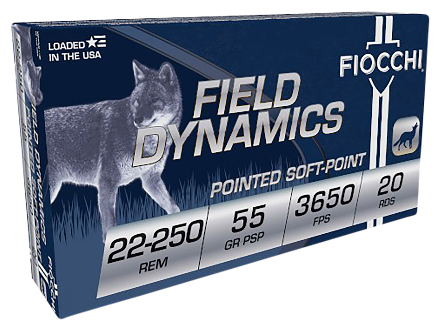 Fiocchi Shooting Dynamics 55 gr Pointed Soft Point Interlock BT .25-250 Rem Ammo, 20/box - 22250B - Fiocchi