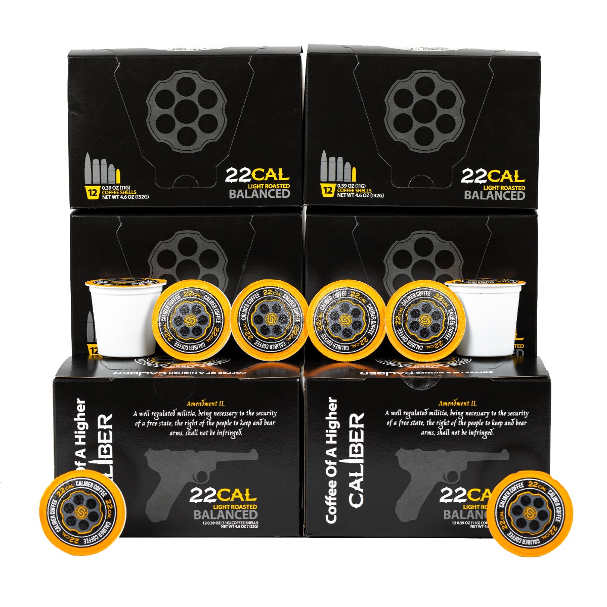 Caliber Coffee .22 Cal Light Roast, 72 Pod Bundle (6 boxes)