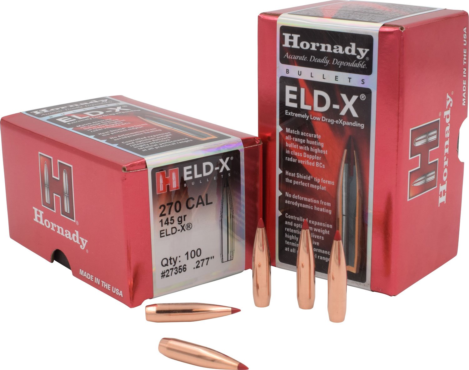 Hornady ELD-X .270 145 gr 0.277" Rifle Bullet, 100/box - 27356 - Hornady