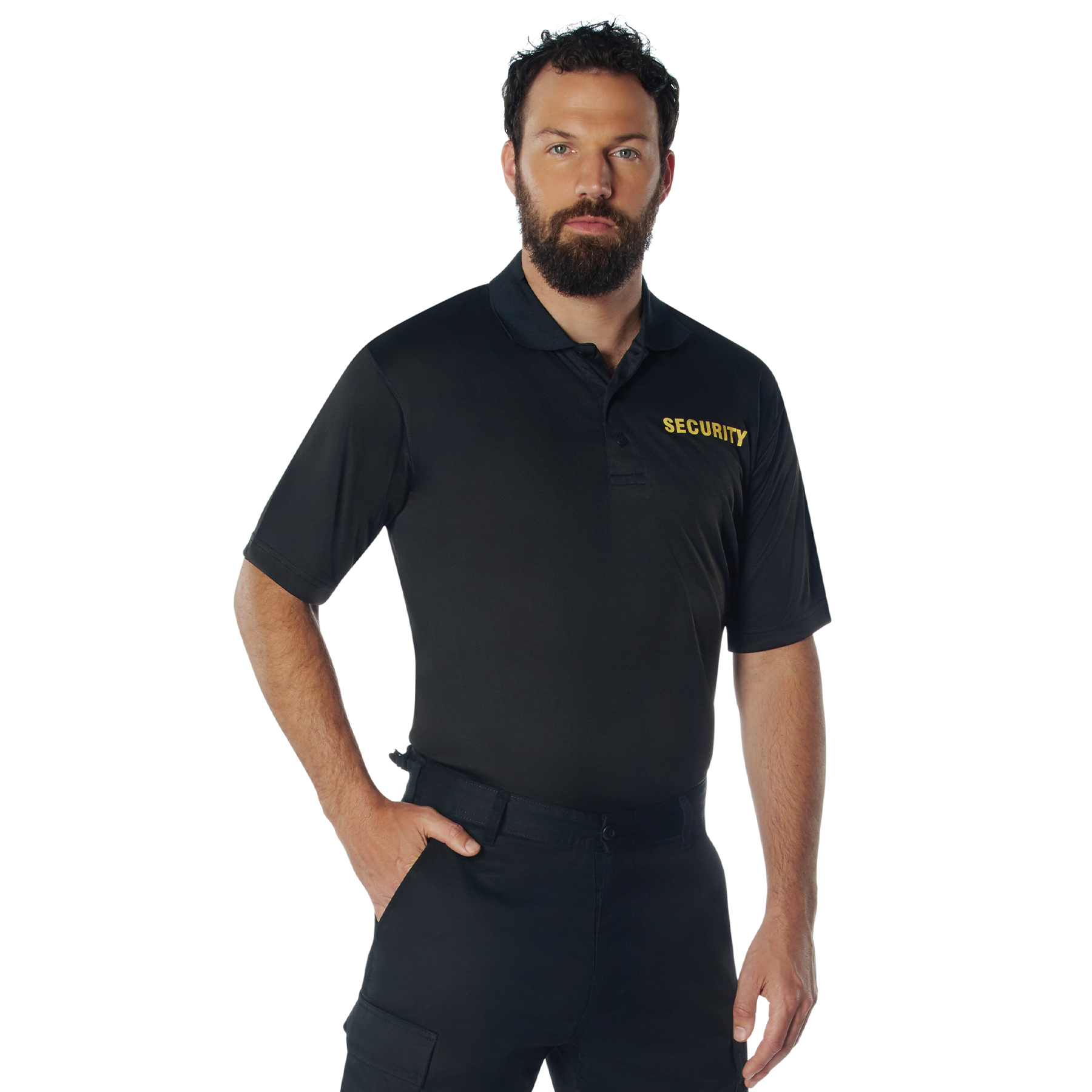 Rothco Rothco Moisture Wicking Security Polo Shirt - Black W- Gold Lettering, X-Large