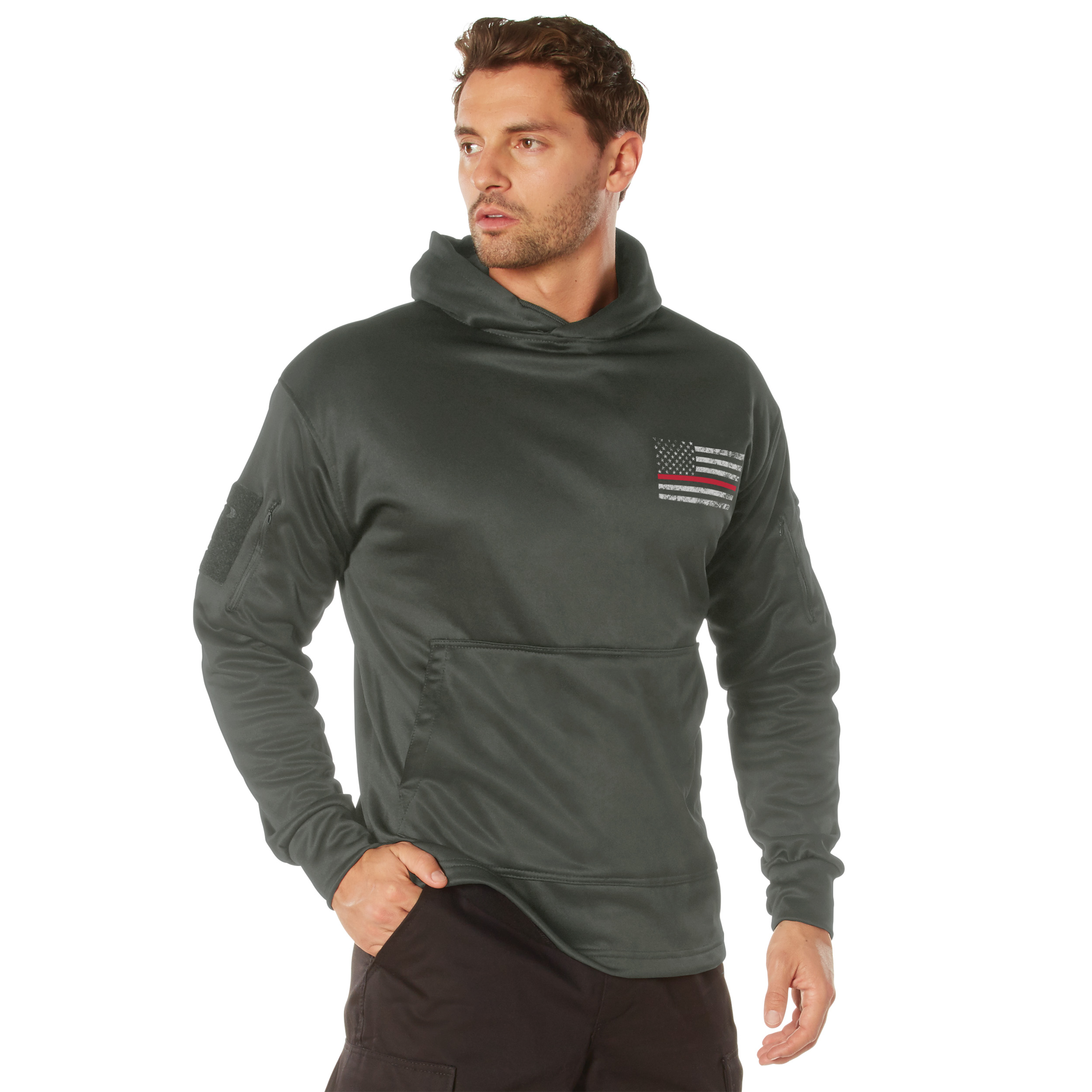 Rothco Rothco Concealed Carry Thin Red Line Hoodie - Gunmetal Grey, Small