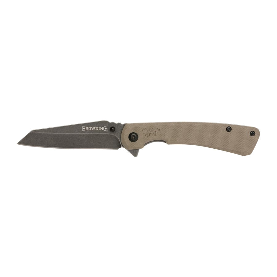 Browning Branded Rock Folder Folding Knife Wharncliffe Flat Dark Earth - Durable, Lightweight and Reliable Handle - 3220512