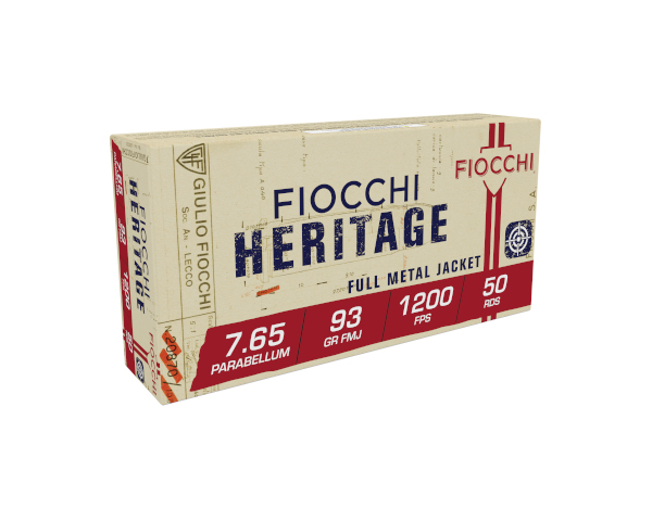 Fiocchi Heritage .30 Luger (7.65 Parabellum) 93gr FMJ Ammo, 50rds - 765A - Fiocchi