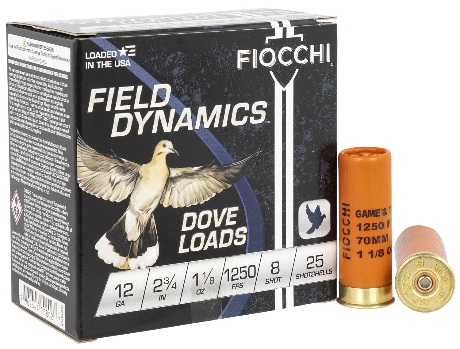 Fiocchi Field Dynamics 12 Gauge 2.75" 1-1/8oz #8 Ammo, 25rds - 12GTX188 - Fiocchi