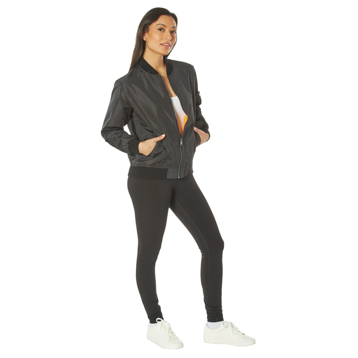Rothco Rothco Womens Lightweight Ma-1 Flight Jacket - Black, Large
