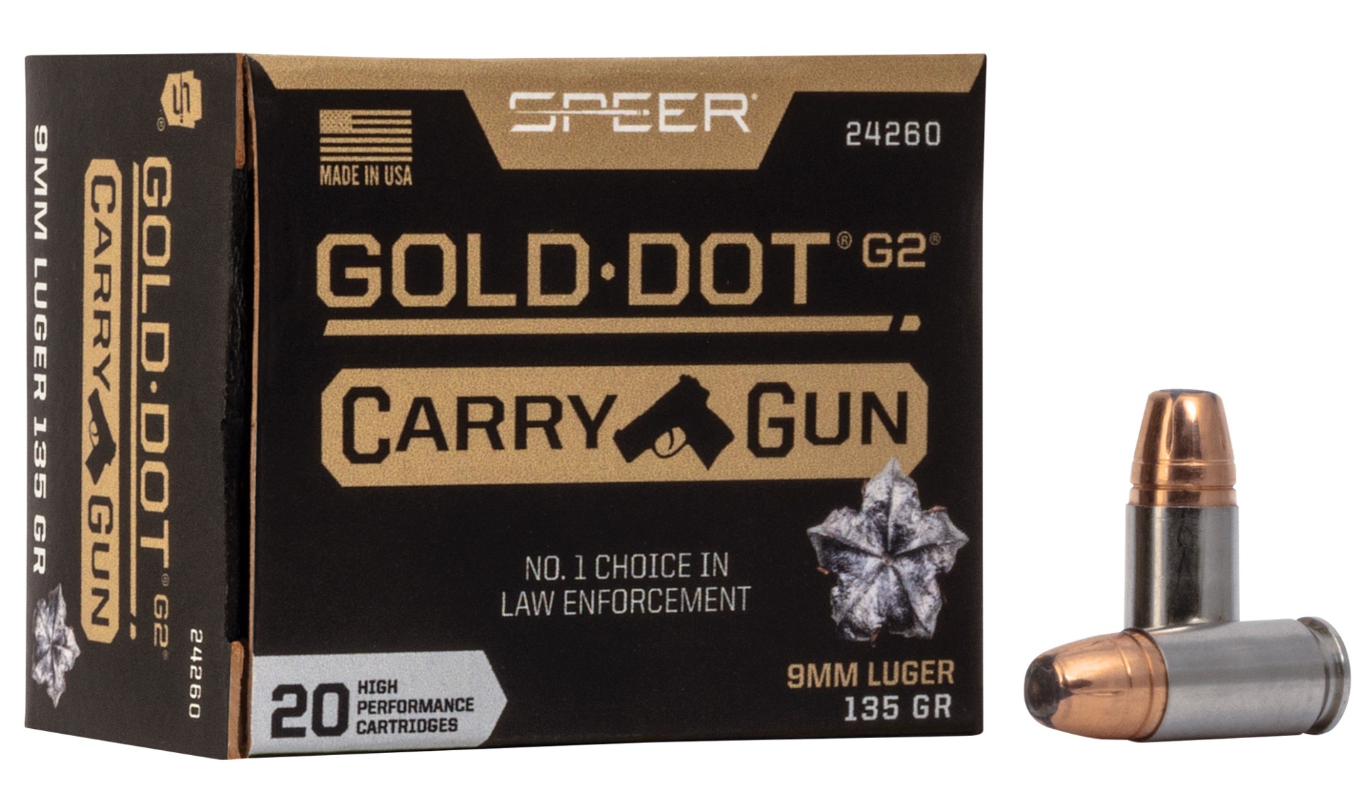 Speer Gold Dot Carry Gun 165 gr HP .40 S&W Ammo, 20 Rounds - 24260 - Speer