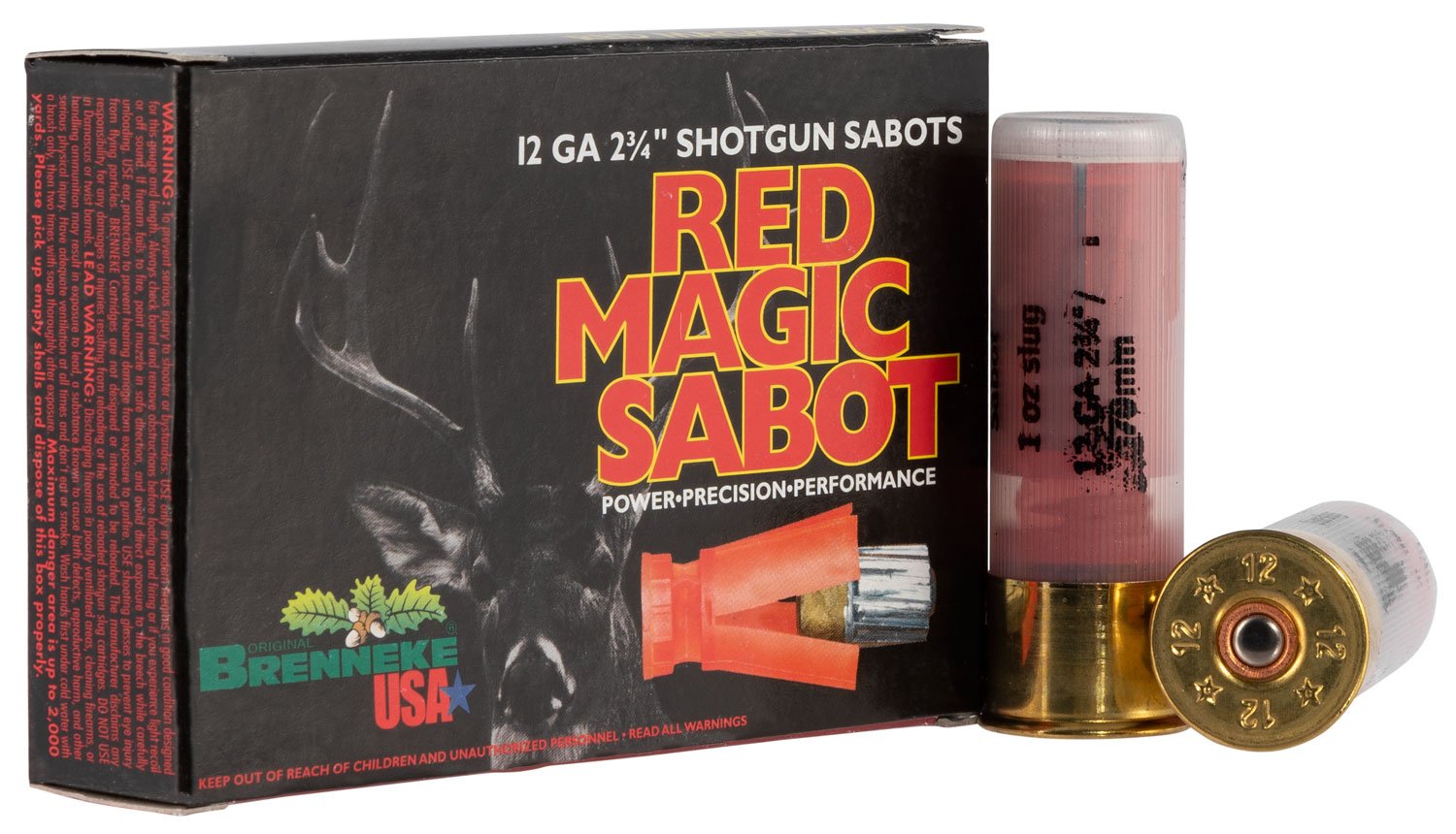 Brenneke USA Red Magic 12 Gauge 2.75" Shotgun Sabot Slug, 5/box - SL-122RMS - Brenneke Usa