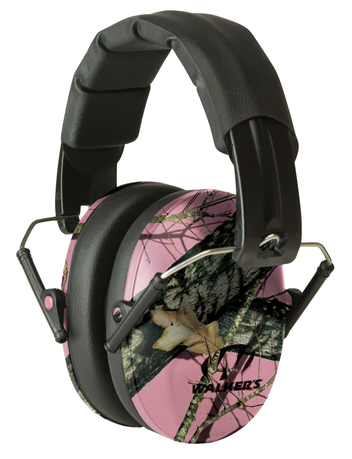 Walkers Game Ear 22 dB Pro Low Profile Over the Head Folding Muff, Pink Mossy Oak/Black - GWPFPM1PKMO - Walkers Game Ear