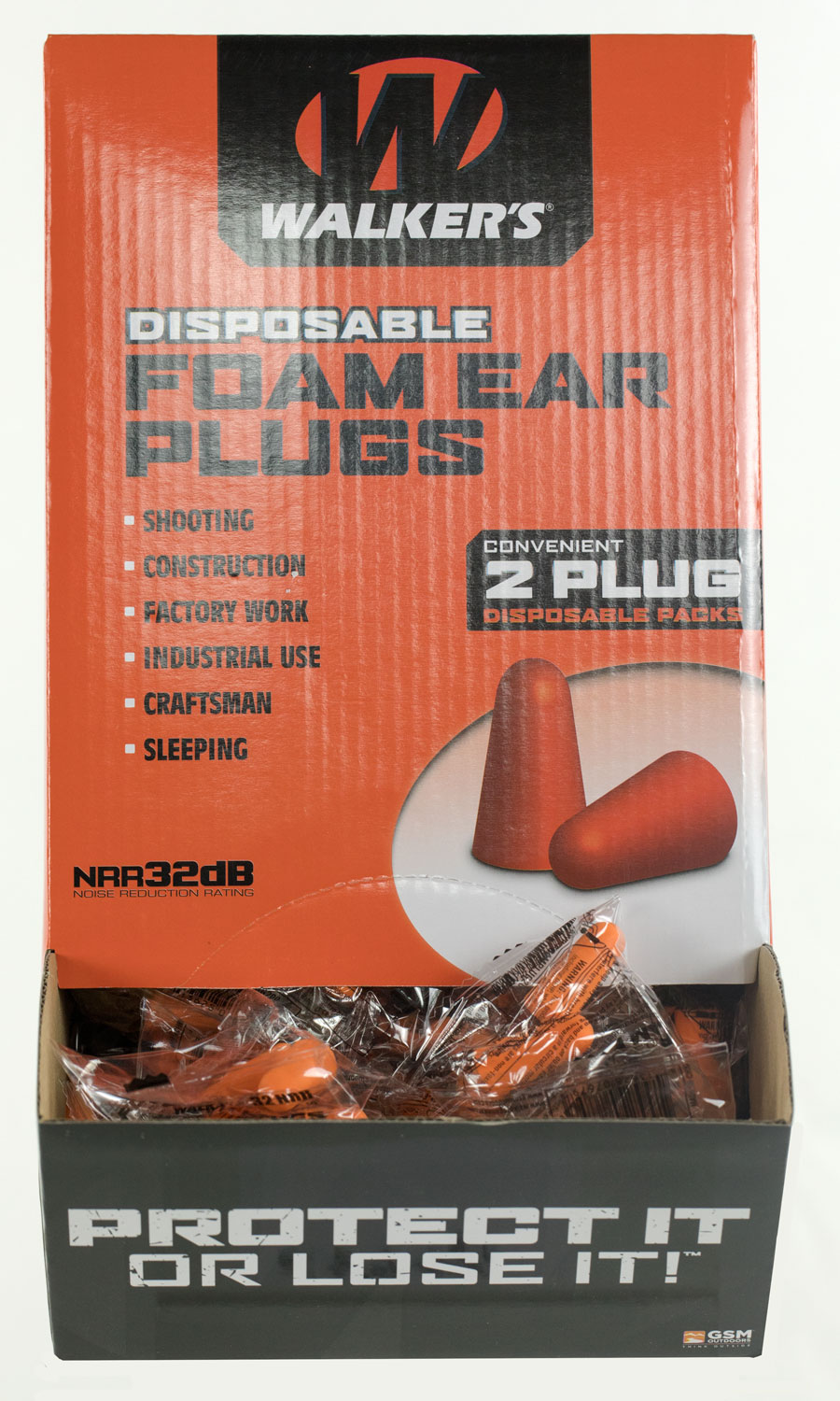 Walkers Game Ear 32 dB Inside the Ear Plug, Orange, 100 Pair/box - GWPFP200BX - Walkers Game Ear