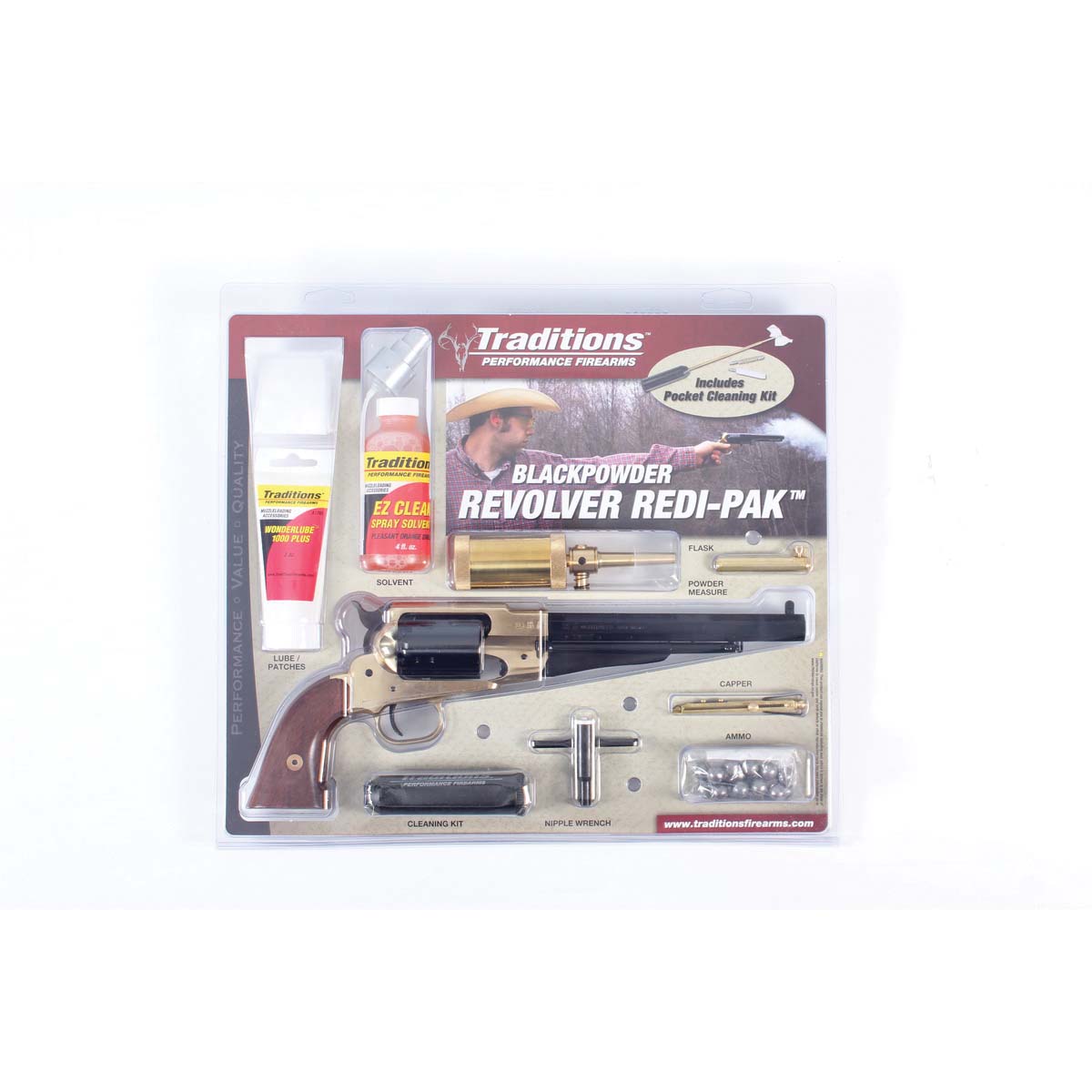 Traditions Performance Firearms 1858 Army Black Powder .44 Cal Revolver Redi-Pak 8" 6rds, Walnut - Traditions Performance Firearms