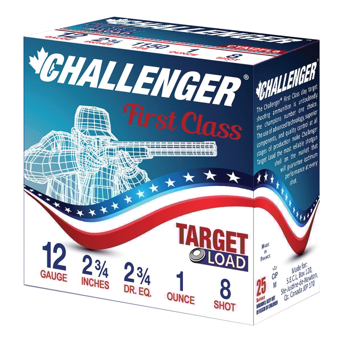 Challenger First Class Target Load 12 Gauge 2-3/4" #8 1 Ounce 250rds Case - Challenger