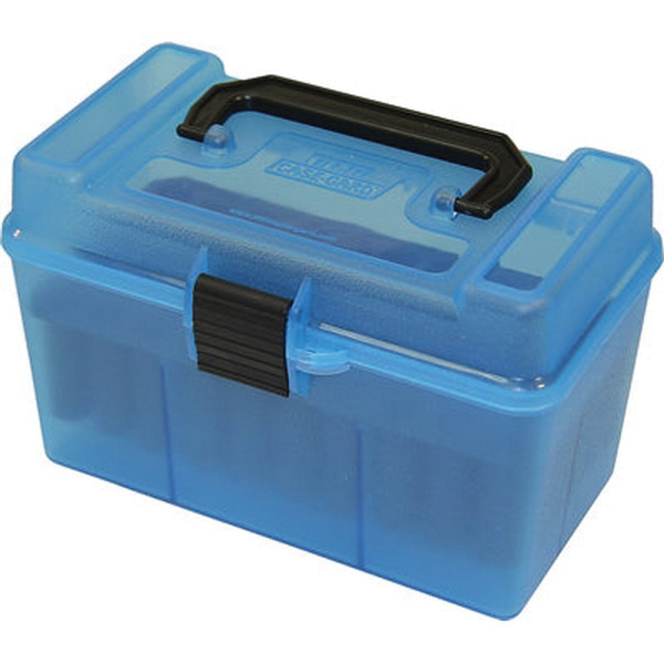 MTM Case Gard .300 WSM/.300 Remington Ultra Magnum Deluxe Ammo Box, 50rds Clear Blue - Mtm Case Gard