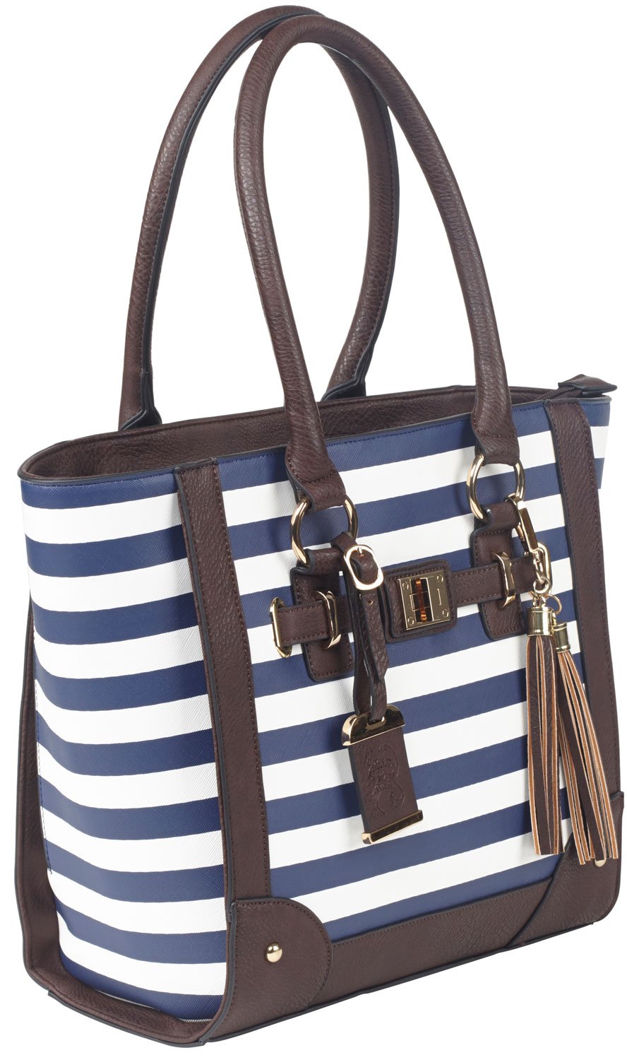 Bulldog Cases Tote Purse w/ Holster, 2-Compartment, Navy Stripe - BDP-050 - Bulldog Cases