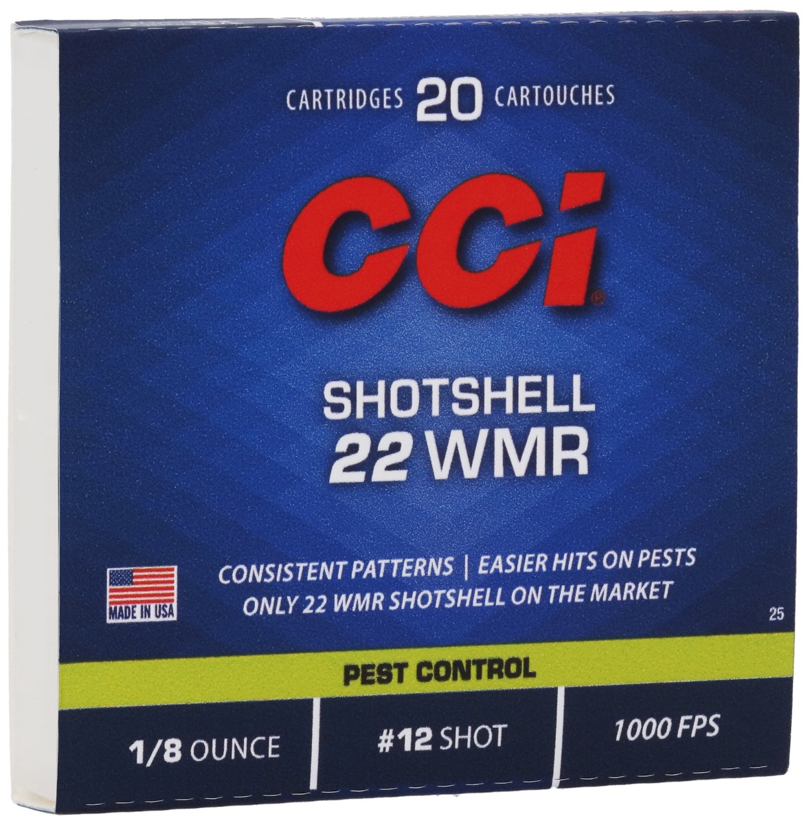 CCI .22 Winchester Magnum Rimfire Shotshell 52 Grain #12 Shot Ammunition 20rds - 0025 - Cci